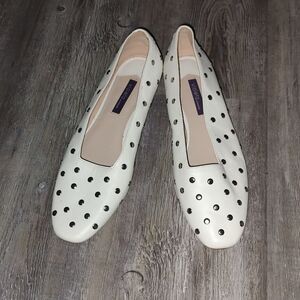 Violeta by Mango off white embellished studded flats  Sz 41